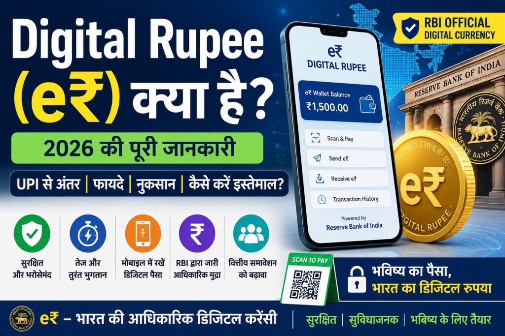 Digital Rupee (e₹) Kya Hai in Hindi | RBI CBDC Guide 2026 | Digital Rupee vs UPI | LoanHaat.com